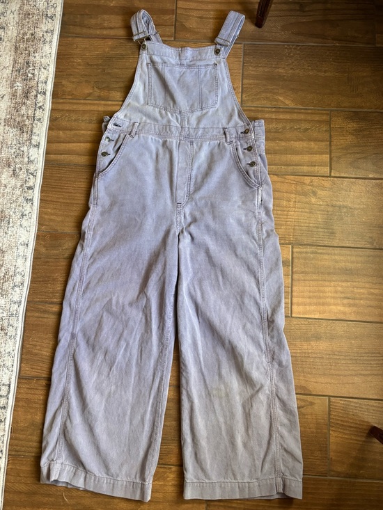 We The Free Denim - Free People Lavender Corduroy Wide Leg Overalls Bib Pants